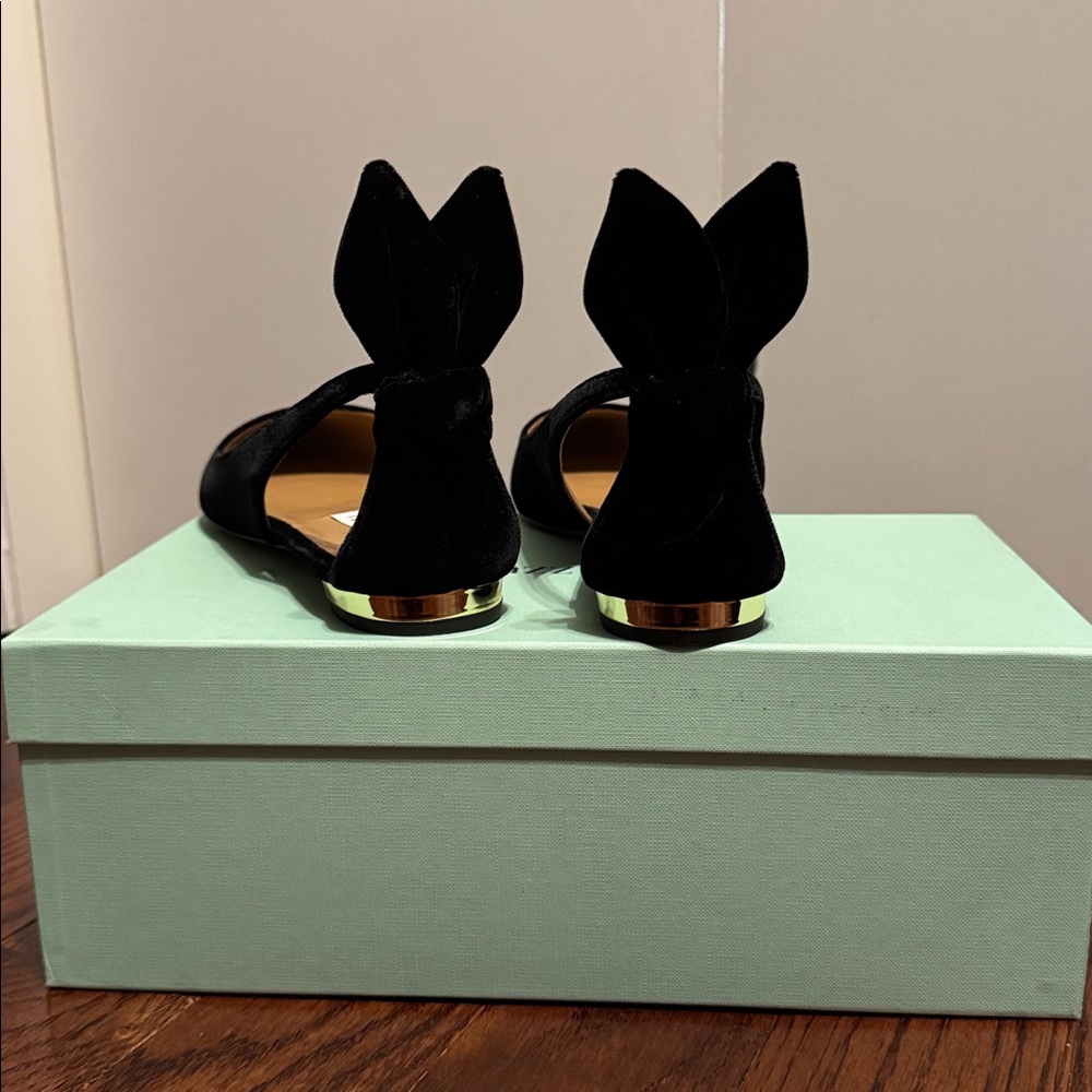 Aquazzura Velvet Black Bow Flats (Size 39) - Picture 3 of 7